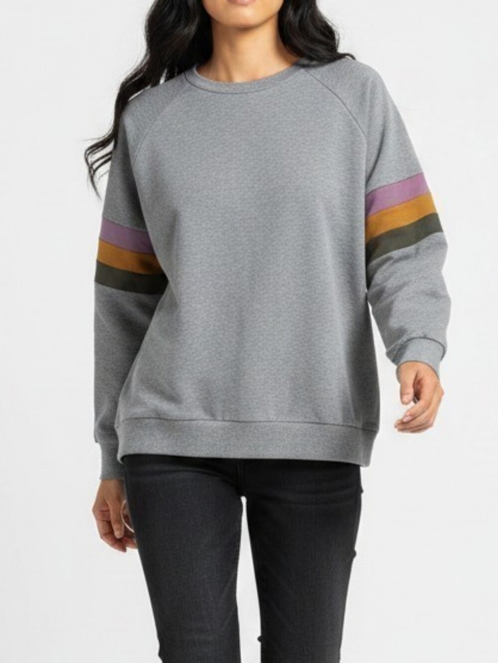 Fantastic Fawn Gray Colorblock Sleeve Sweatshirt Size Large